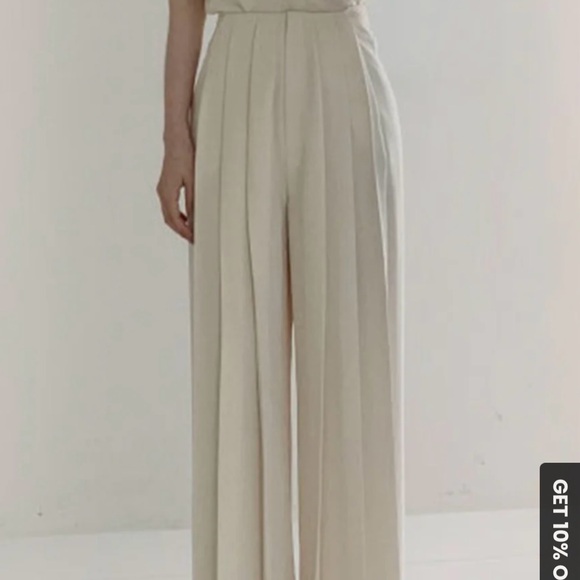 Commense Pants - Commense Cream High-Waist Trousers